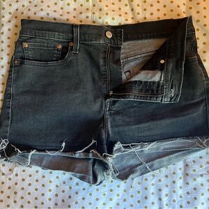 Levi's Black Frayed Hem Denim Cutoff Shorts